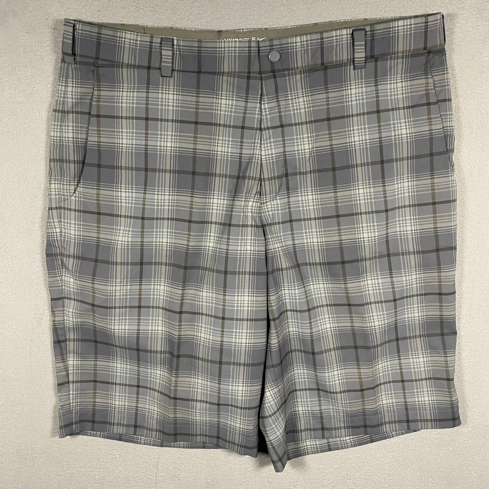 Nike Golf Shorts Mens 36 Grey Plaid Dri-FIT Tour Performance 509182-065